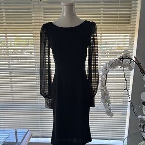 Calvin Klein Embelished-Cuff black formal dress